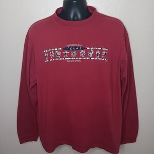 VTG 90s Texas Enchanted Rock Adult Large T-shirt Long Sleeve Red Tribal PSI USA